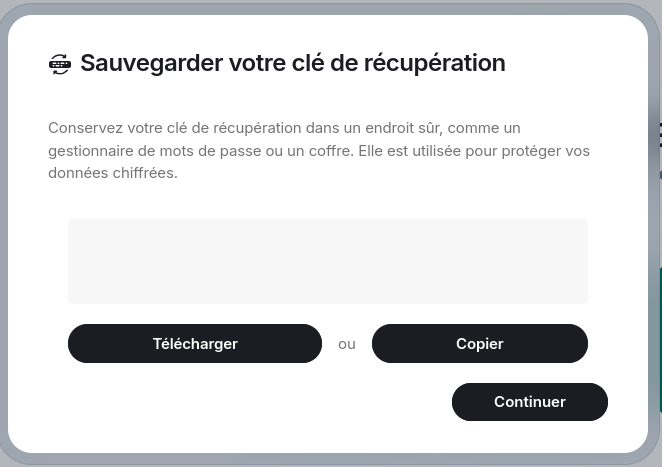 Web secure backup security phrase