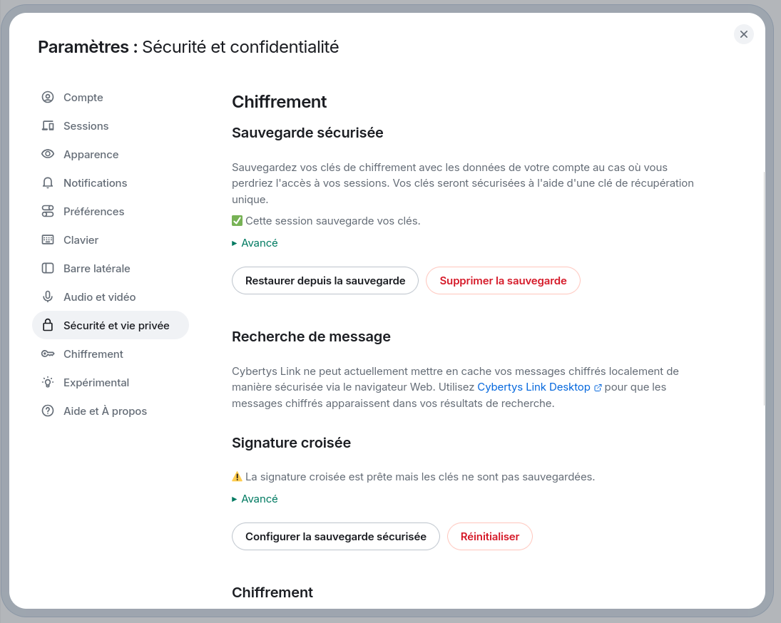 Web security settings